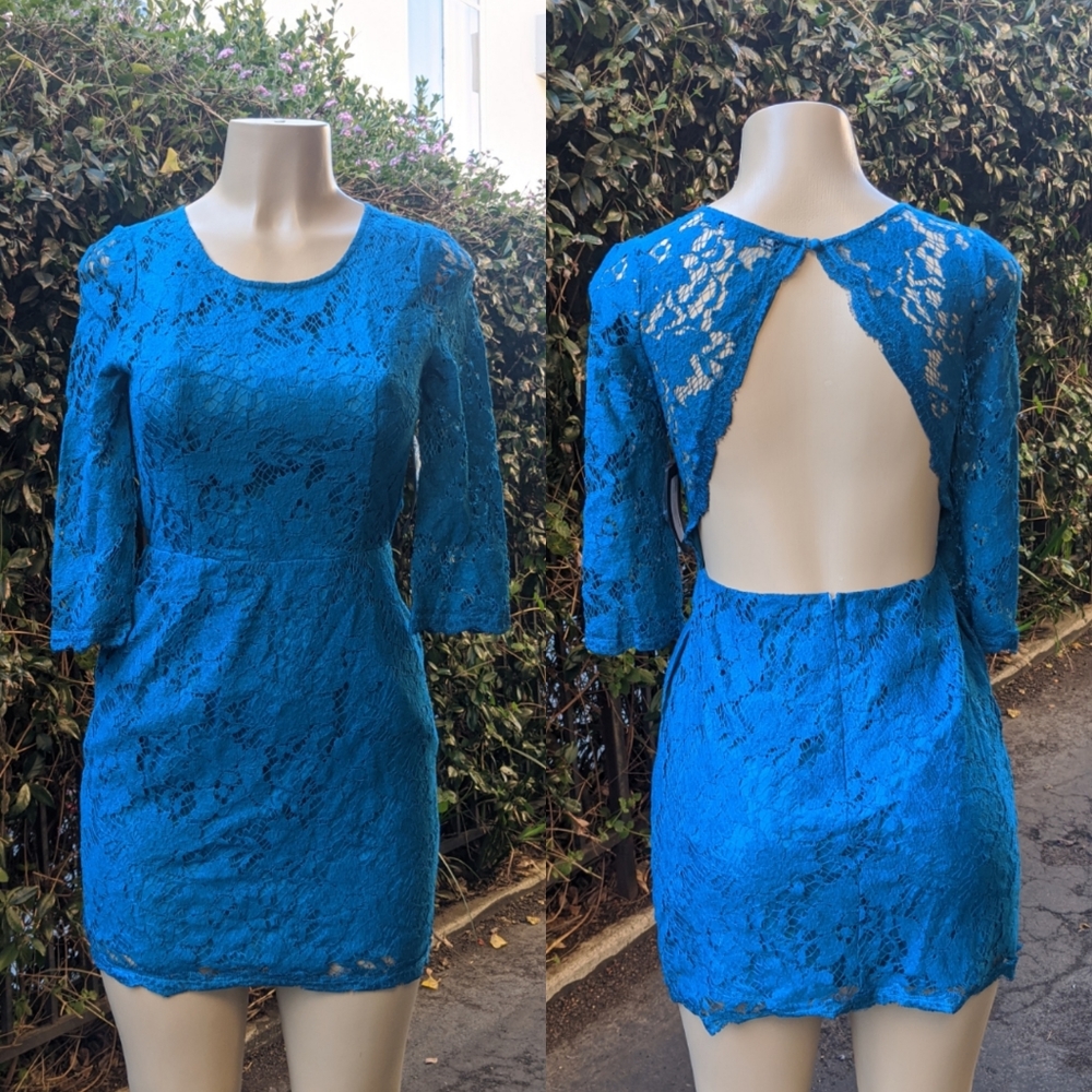 NWT Deep Turquoise lace dress with sleeves (S)